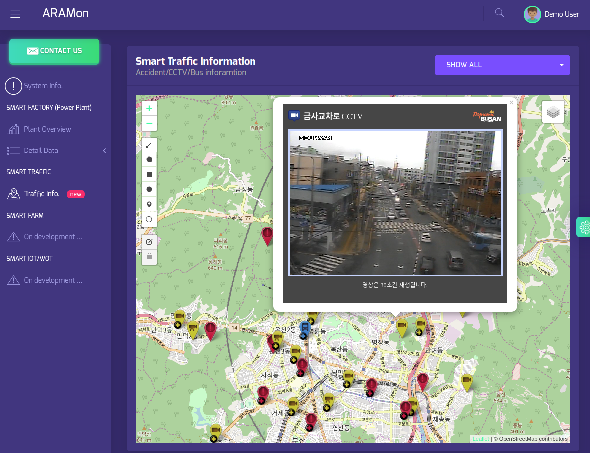 Map based angular application show CCTV video